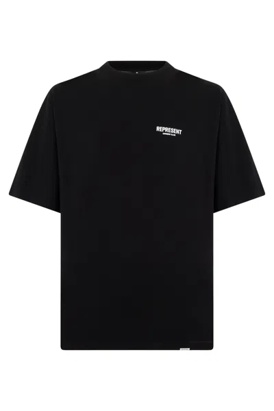 Represent Mini Embroidered Logo Crew Neck Short-sleeve T-shirt In Black