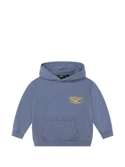 Represent Mini Kids' Logo-print Pouch-pocket Hoodie In Blue