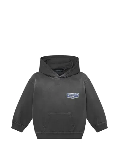 Represent Mini Kids' Logo-print Pouch-pocket Hoodie In Gray