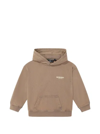 Represent Mini Kids' Owners' Club Logo-print Hoodie In Brown