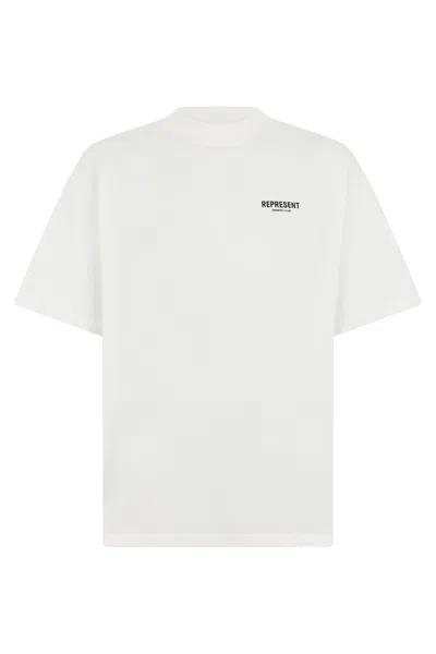 Represent Minimalist Cotton Short-sleeve T-shirt With Small Side Print In White