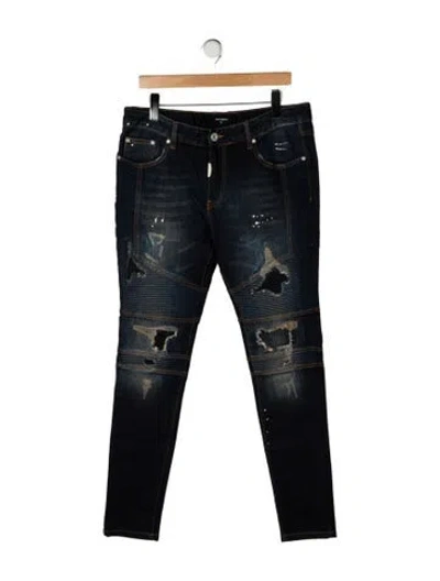 Pre-owned Represent Moto Jeans In Black