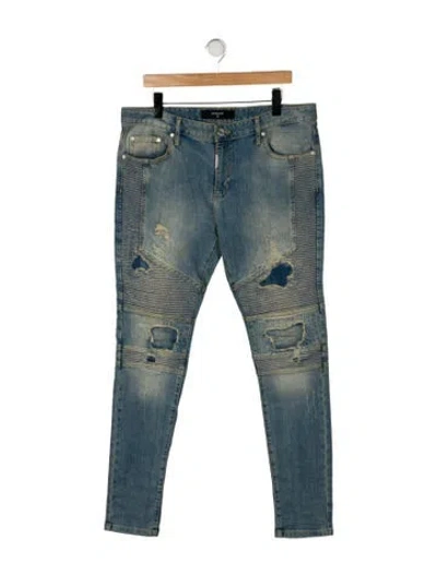 Pre-owned Represent Moto Jeans In Blue