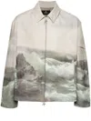 Represent Mens Multi Higher Truth Branded-print Denim Jacket In Neutrals