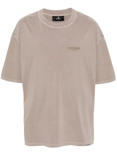 Represent Neutral Owners Club Cotton T-shirt In Beige
