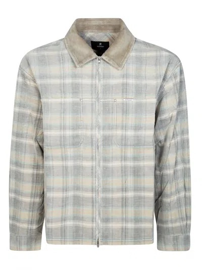 Represent Neutral Plaid Zip Up Shirt In Green