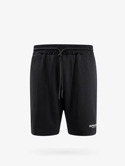 REPRESENT NYLON BERMUDA SHORTS WITH FRONTAL LOGO PRINT