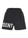 Represent Black Swim Shorts With Elastic Drawstring Waist And Logo Lettering Print In Tech Fabric Man