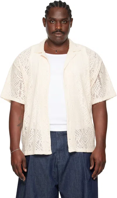 Represent Off-white All Over Crochet Shirt In Neutral