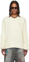 Represent Off-white Retro Football Long Sleeve Polo In Neutral