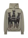 Represent Green Hoodie With Fixed Hood And Maxi Print On The Front In Cotton Man In Olive