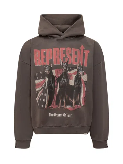 Represent On Tour Mini Hoodie With Dobermann Design In Brown