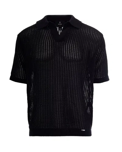 Represent Open-knit Jet Black Polo Shirt With Stylish Details