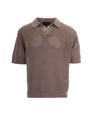 Represent Open-knit Short Sleeve Polo Shirt In Vintage Khaki