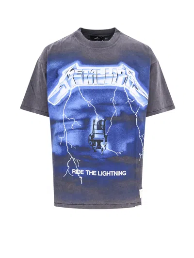 Represent Organic Cotton And Hemp T-shirt With Maxi Metallica Print In Grey