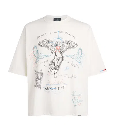 Represent Organic Cotton-hemp Printed T-shirt In Neutral