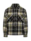 Represent Textured Plaid Snap Button Overshirt In Black