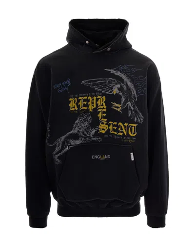 Represent Oversized Black Graphic Hoodie With Iconic Motif In Multi