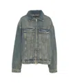 Represent R4 Denim Jacket Buttoned Cuffs Front Pockets In Green