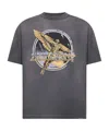Represent Black Crew Neck T-shirt With Graphic Print On Front And Back And Faded Effect In Cotton Man In Gray