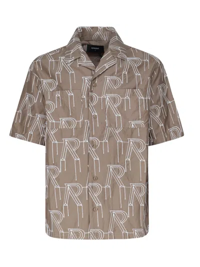 Represent Oversized Shirt With All-over Logo In Washed Taupe