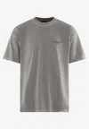 Represent Grey Crew Neck T-shirt With Logo On Front And Back And Faded Effect In Cotton Man In Gray