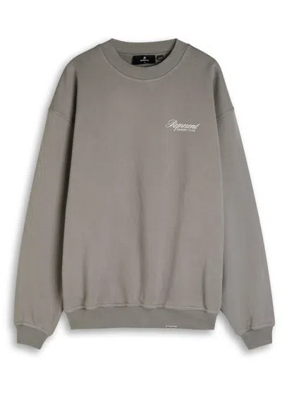 Represent Owner's Club Logo Cotton Sweatshirt In Gray