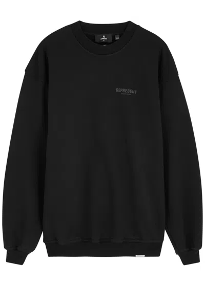 Represent Owner's Club Logo Cotton Sweatshirt In Black