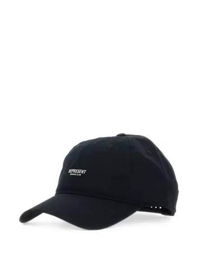 Represent Mens Jet Black Micro Logo-print Cotton Cap In Pattern