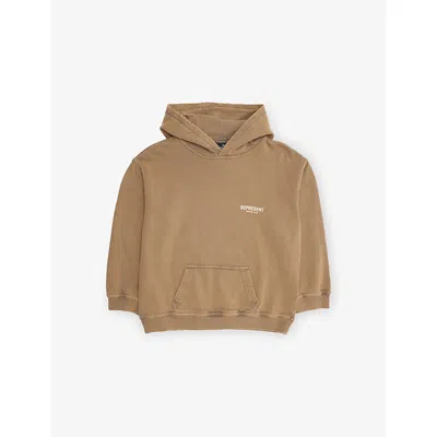 Represent Kids' Owners Club Branded Cotton-jersey Hoody 1-6 In Brown