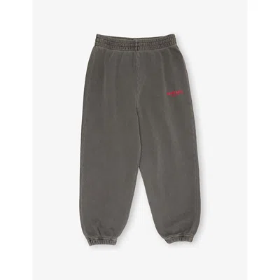 Represent Kids' Owners' Club Brand-print Cotton-jersey Jogging Bottoms 1-6 In Washed Black