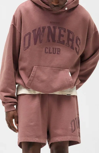 Represent Owners' Club Cotton Graphic Hoodie In Brown