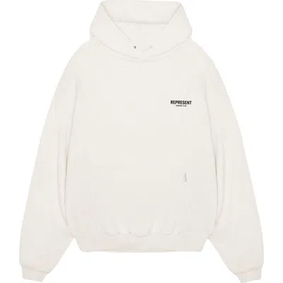 Represent Owners' Club Cotton Graphic Hoodie In Flat White