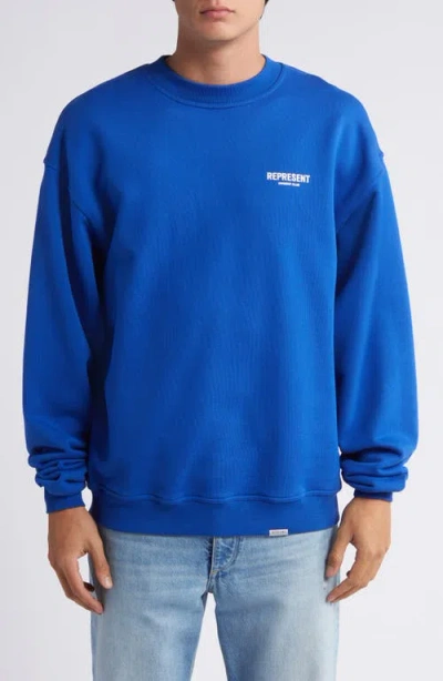 Represent Owners Club Logo Cotton Sweatshirt In Blue