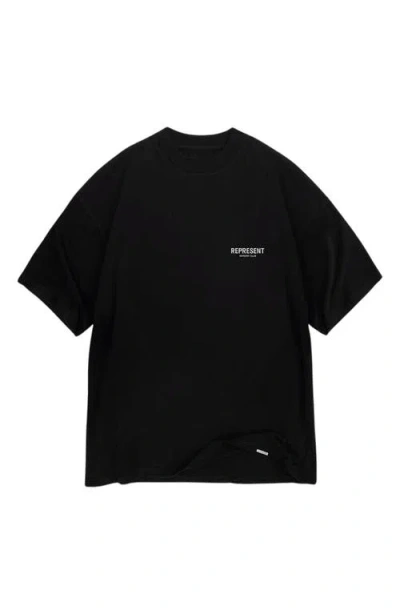 Represent Owners' Club Cotton Logo Graphic T-shirt In Black