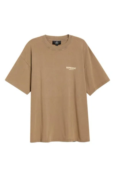 Represent Owners' Club Cotton Logo Graphic T-shirt In Brown