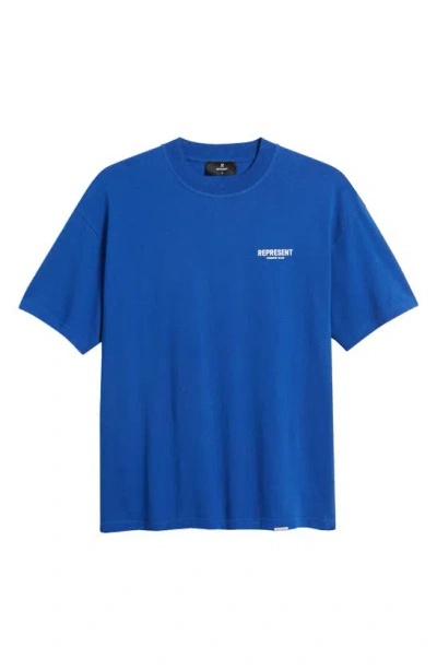 Represent Owners' Club Cotton Logo Graphic T-shirt In Cobalt Blue