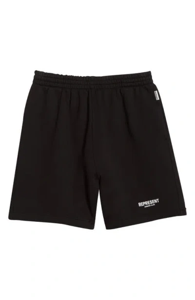 Represent Owners' Club Cotton Logo Shorts In Black