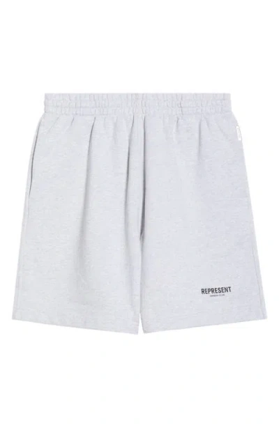 Represent Owners' Club Cotton Logo Shorts In Gray