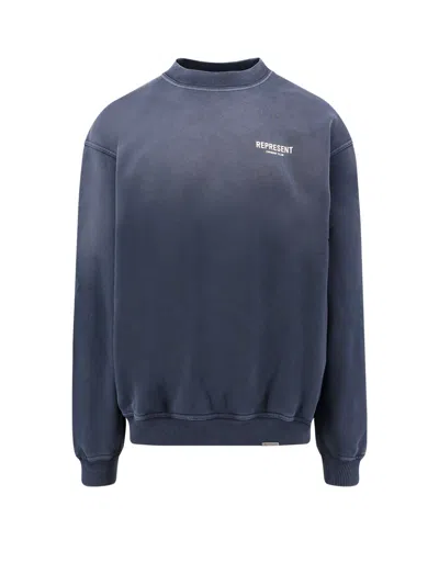 Represent Owners Club Cotton Sweatshirt With Frontal Logo Print In Blue