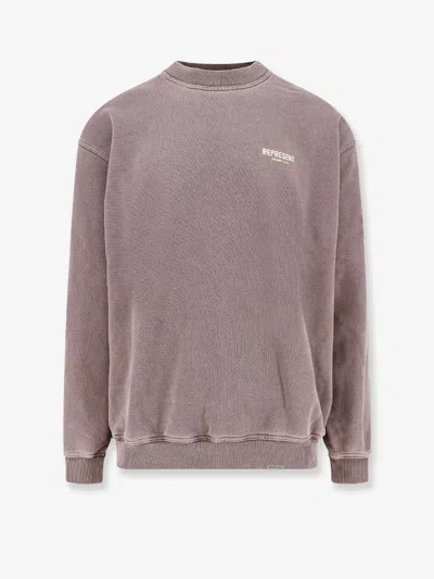 Represent Owners Club Cotton Sweatshirt With Frontal Logo Print In Gray