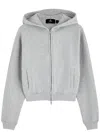 Represent Owners Club Cropped Hooded Cotton Sweatshirt In Light Grey