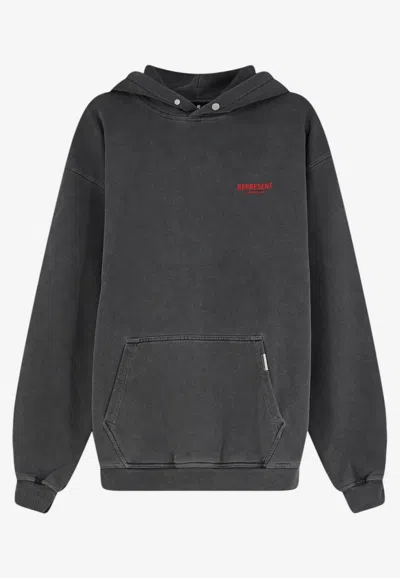 Represent Owners Club Distressed Hooded Sweatshirt In Gray