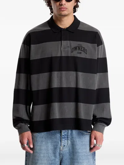 Represent Owners Club Horizontal-stripe Polo Shirt In Black