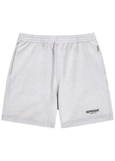 Represent Owners' Club Logo Cotton Shorts In Gray