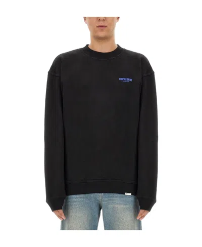 Represent Owners Club Logo-print Cotton Sweater In Black