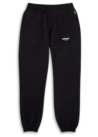 Represent Owners Club Logo-print Cotton Sweatpants In Black