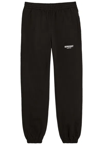 Represent Owners Club Logo-print Cotton Sweatpants In Black