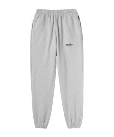 Represent Owners Club Logo-print Cotton Sweatpants In Gray