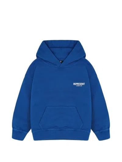 Represent Kids' Owners' Club Logo-print Hoodie In Blue